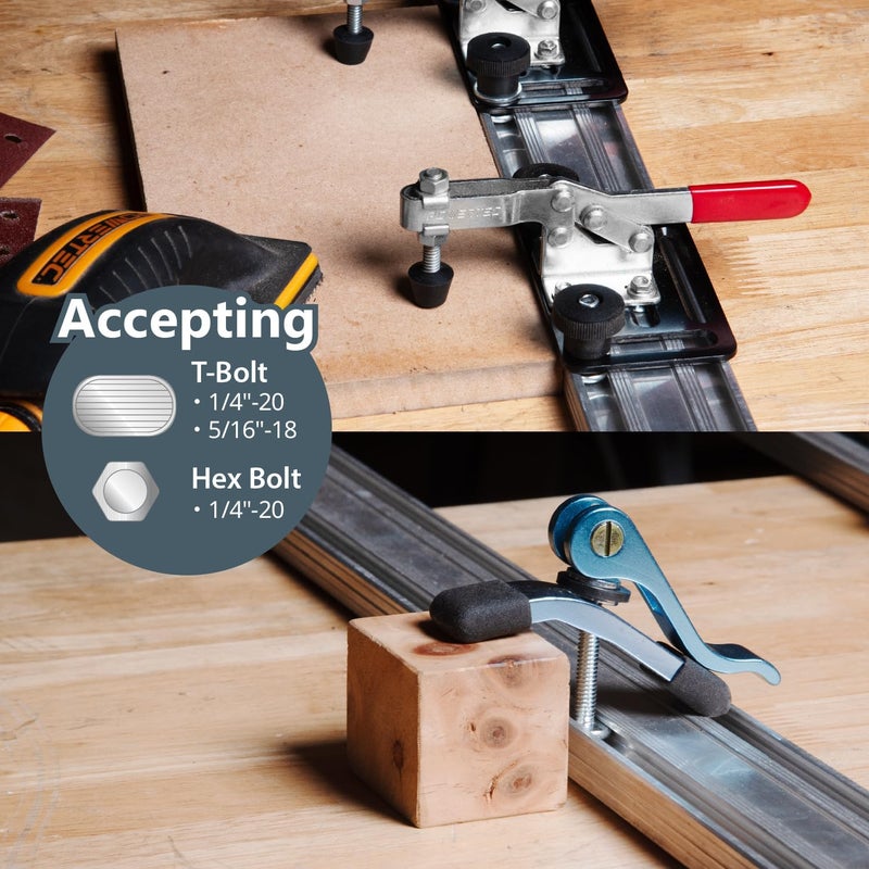 POWERTEC 72007 50 Inch Circular Saw Guide for Circular Saw, Router & Jig Saw, Straight Edge Clamp with 2 Pack 5-1/2" L x 1-1/8" W T-Track Hold Down Clamp for Woodworking - Image 5